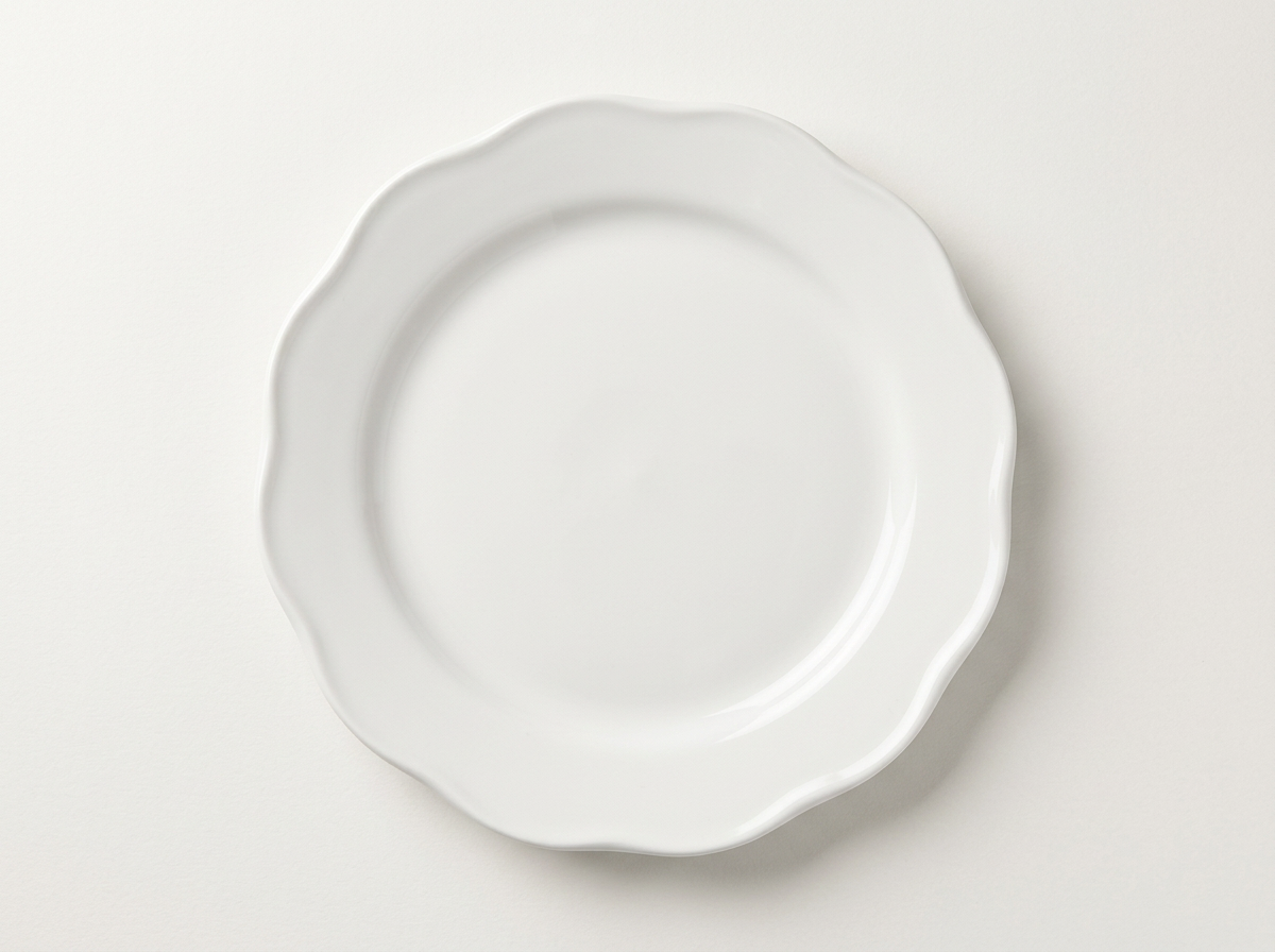 White Scalloped Dinner Plate