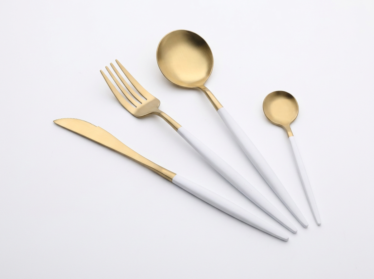 Modern Gold White Flatware