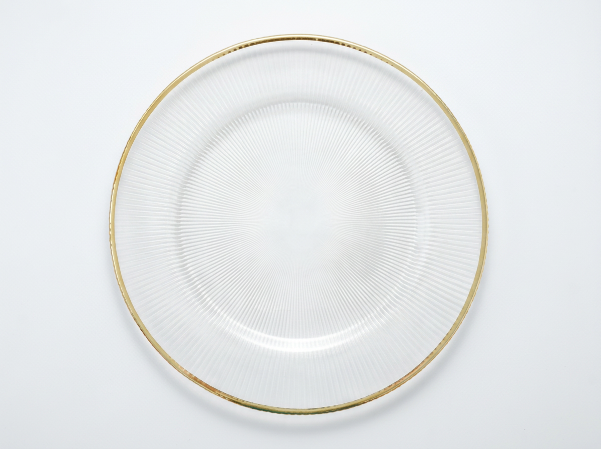 Clear Ribbed Gold Charger
