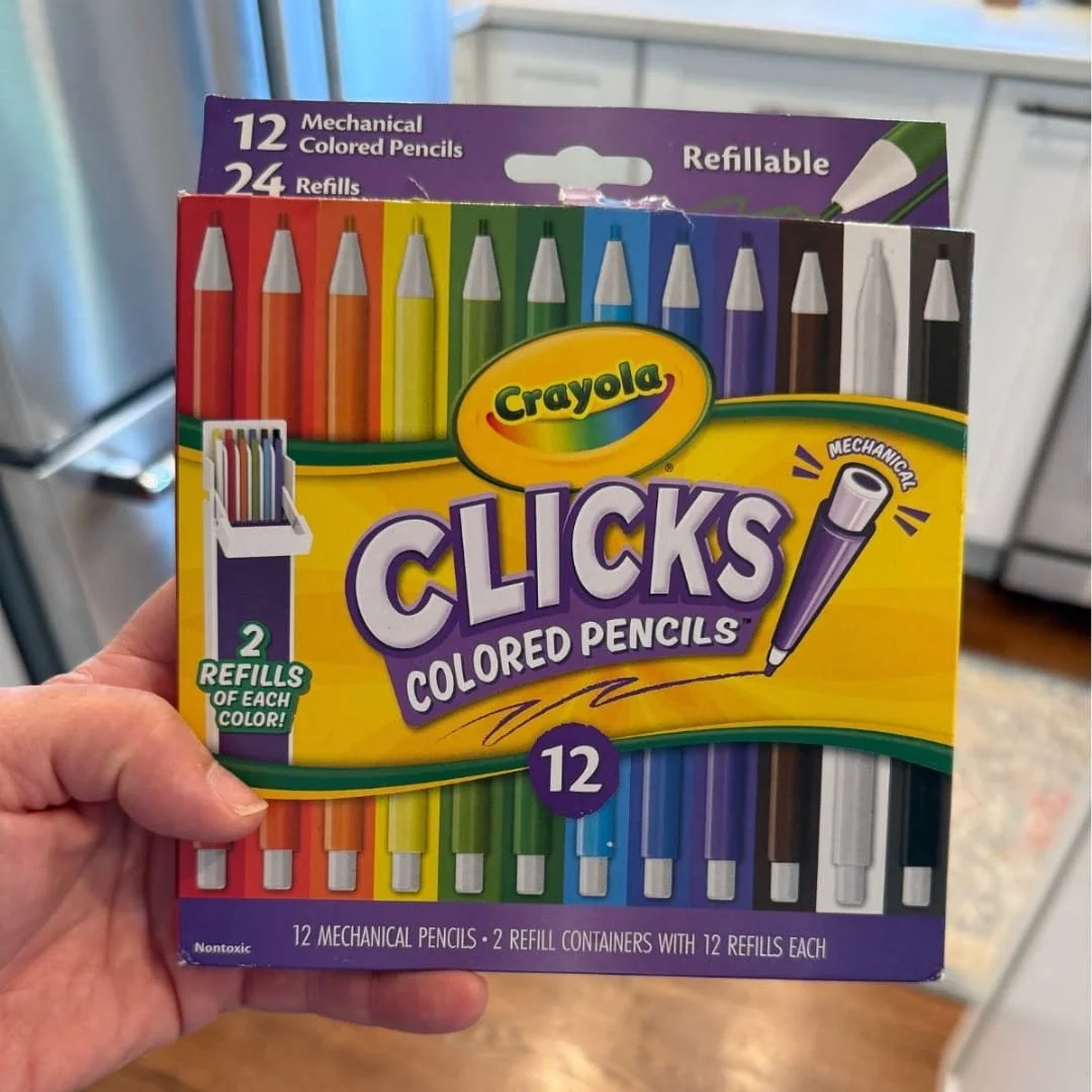Crayola Clicks colored pencil set with 12 mechanical colored pencils and 24 refills in retail box