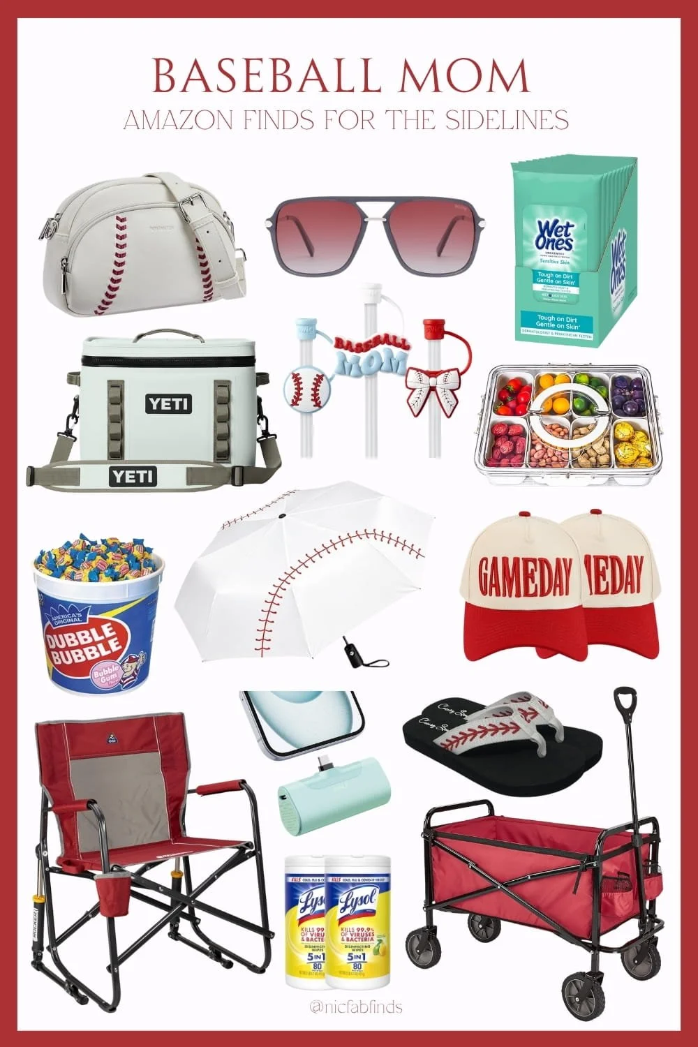 Sideline essentials for baseball moms include themed gear, comfy footwear, roomy totes, portable seating, coolers, snacks, hydration, wipes, and chargers—everything you need to cheer in comfort and style.