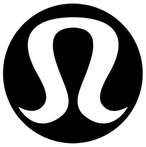 Official Lululemon Athletica logo with a stylized white symbol enclosed in a black circular design.