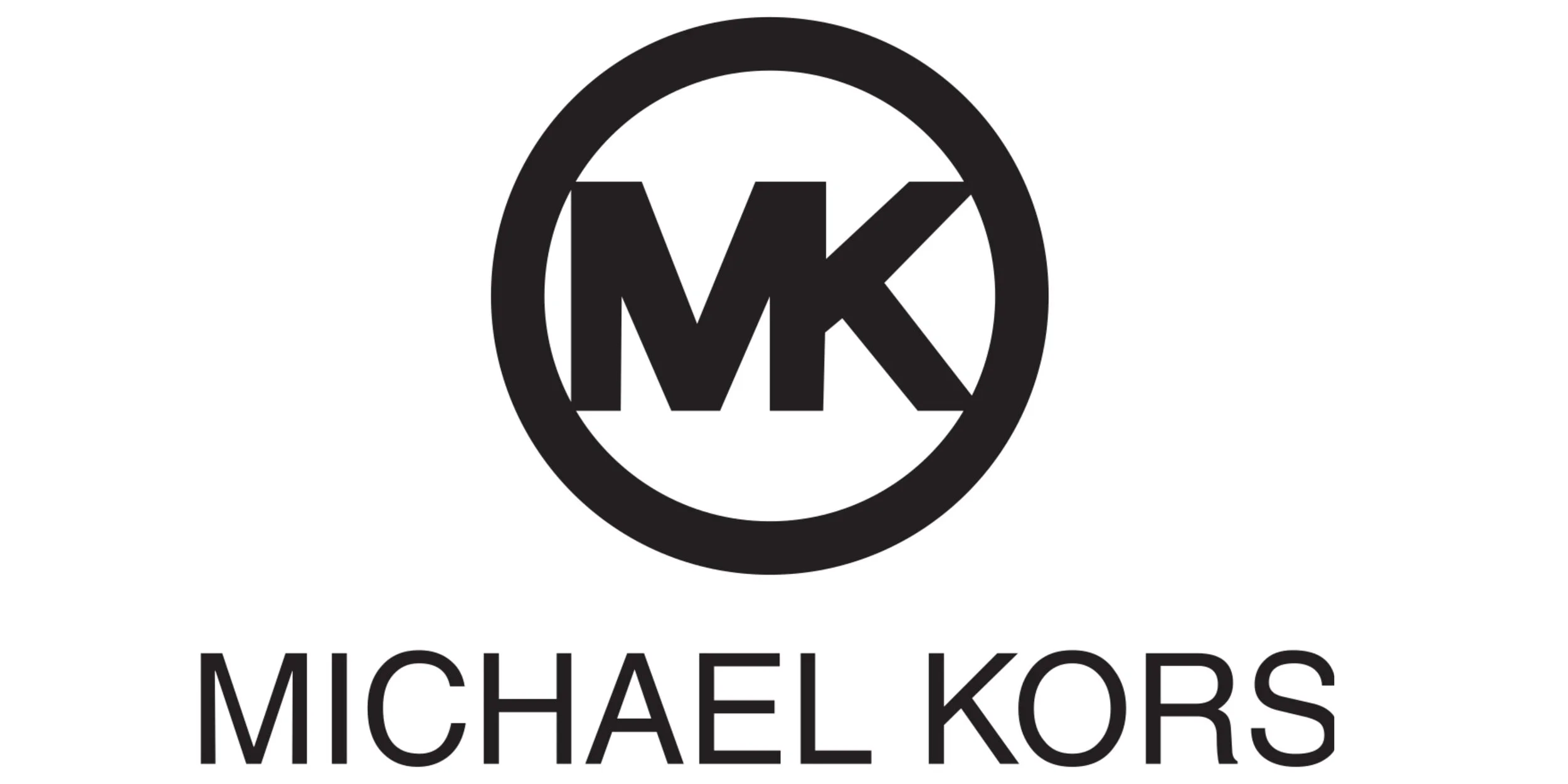 Michael Kors logo featuring a bold MK monogram inside a black circle, with the brand name MICHAEL KORS in uppercase bold letters below, all set against a white background.