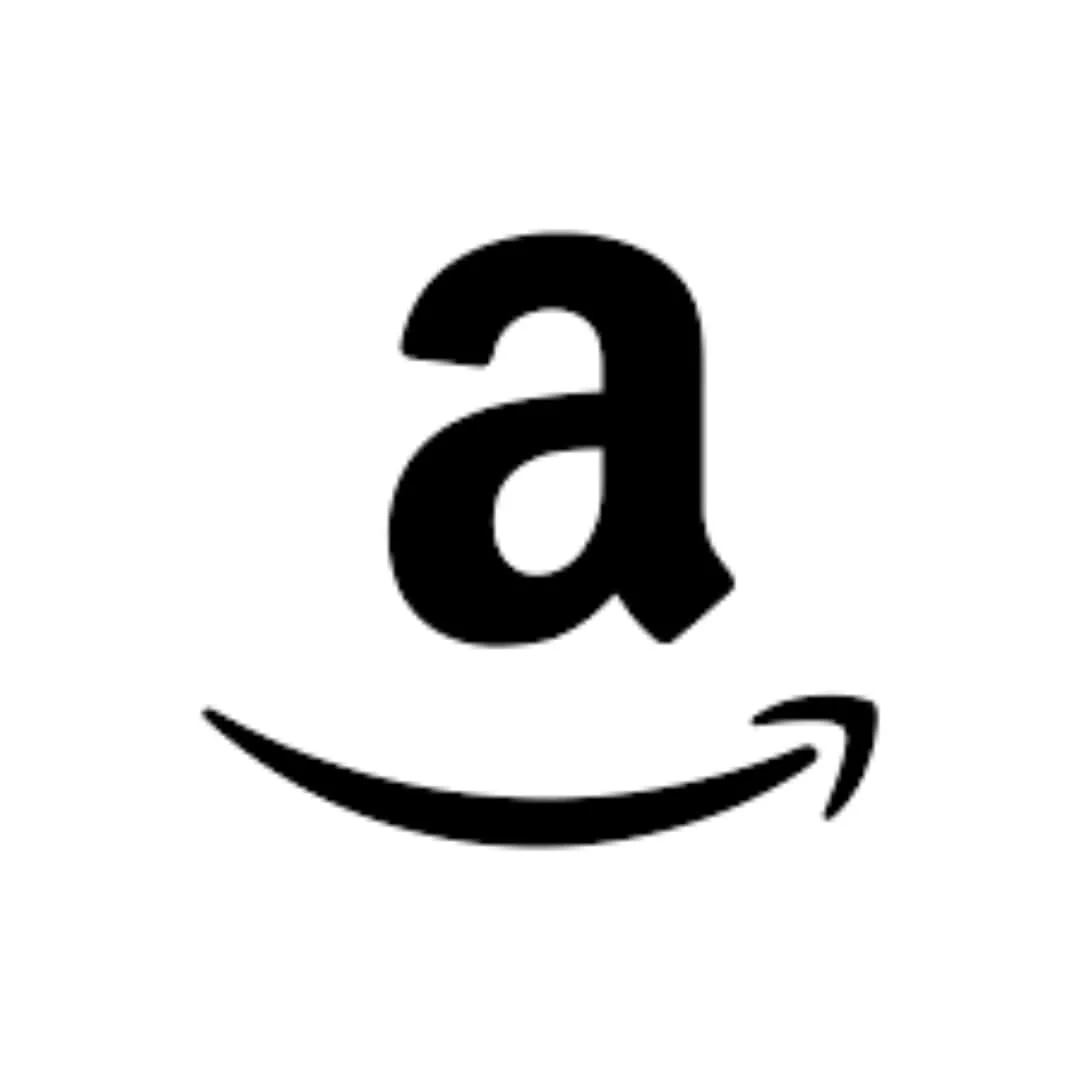 Black Amazon logo icon featuring a lowercase a with a curved arrow resembling a smile, set on a white background.