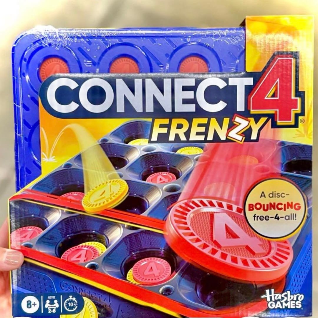 Connect 4 Frenzy by Hasbro is a fast-paced, disc-bouncing twist on the classic game. Designed for 2-6 players aged 8+, it features a blue grid, red and yellow discs, and exciting free-for-all gameplay. Perfect for quick 10-minute rounds of fun!