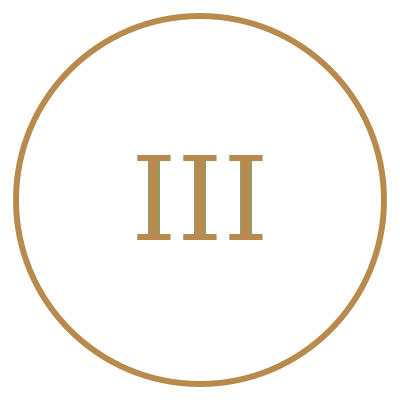 Roman numeral II inside a black circle with a gold border.