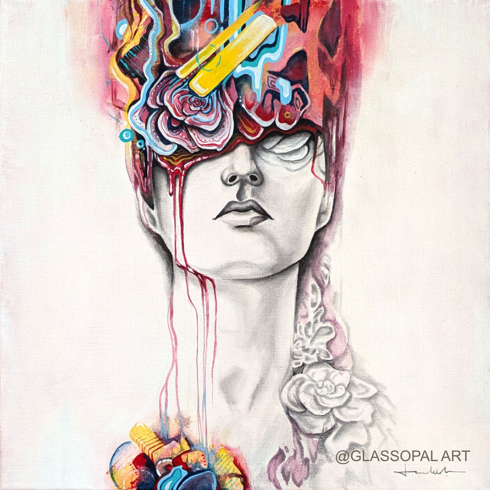 Ohne Titel (1) - Acryl, Grafit, Tinte auf Leinwand - 40x40cm - 2025 - Original 320,- € - Prints available