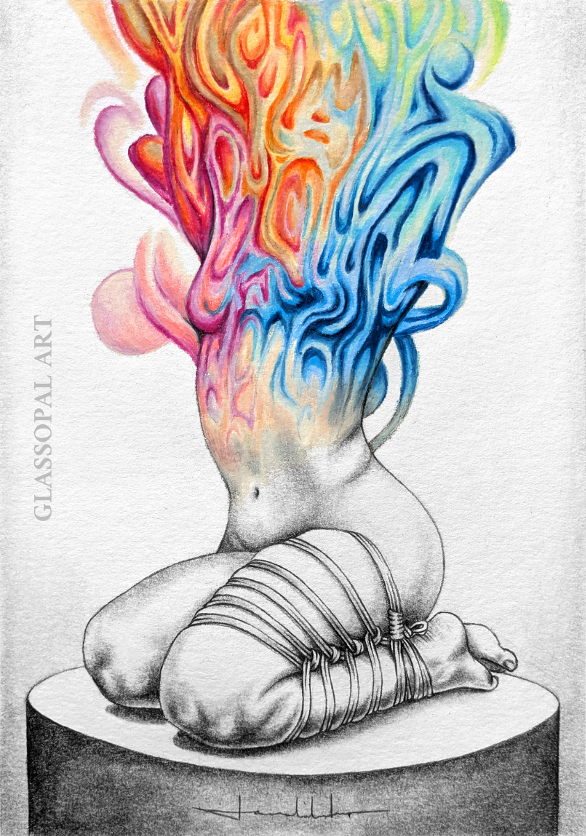 "Metamorphose" - Graphite und Buntstift auf Papier - 24x18 cm - 2025