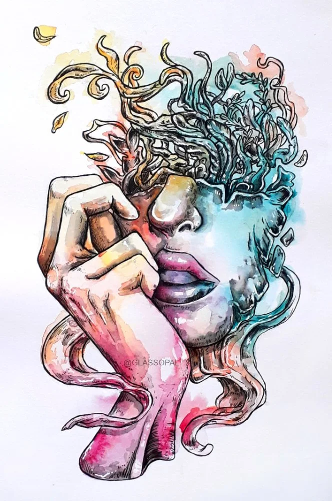 "Inktober 2021 Day Two" - Acryl und Tinte auf Papier - 24cm x 16cm - 2021 - Original 160,-€ - NO Prints available