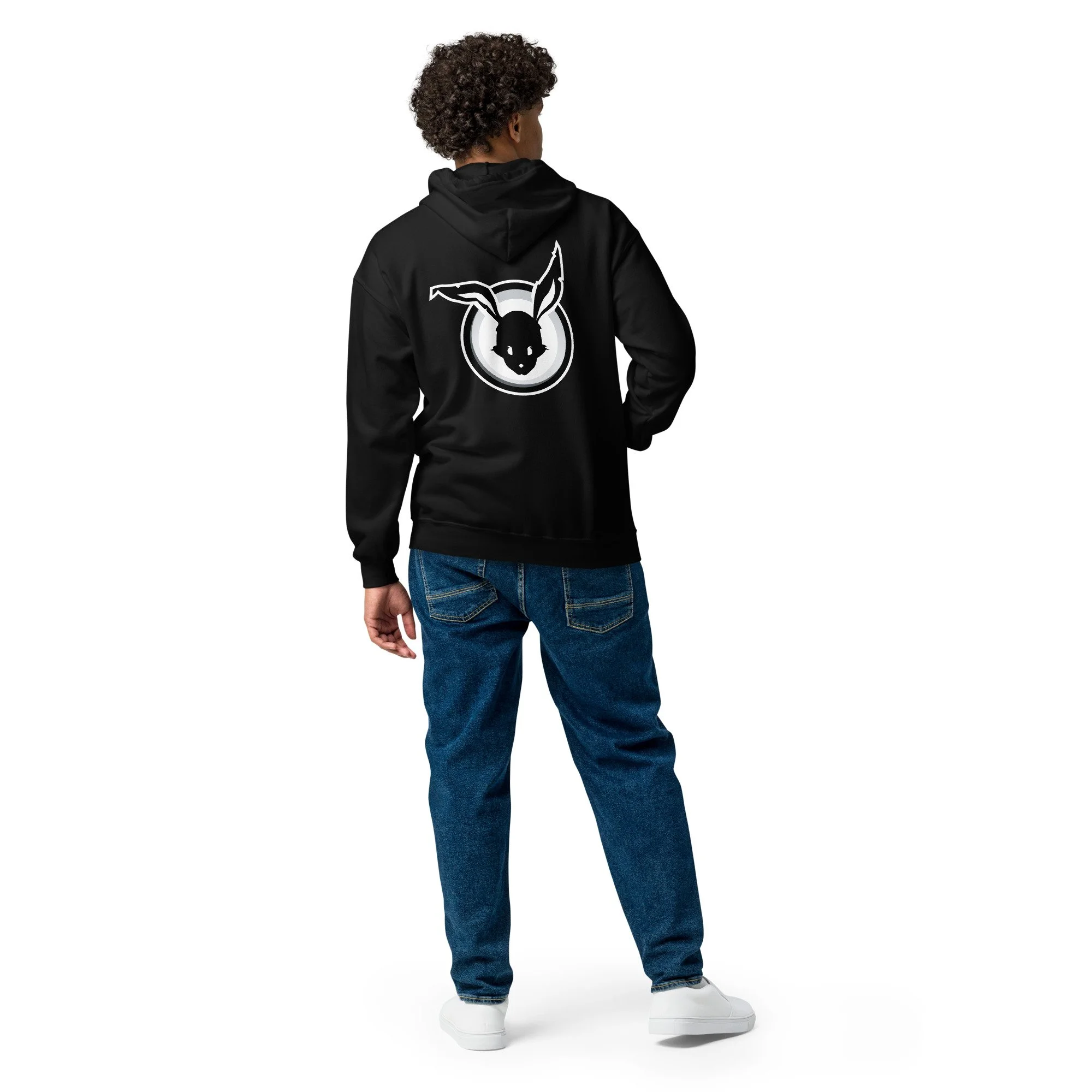 Black Rabbit - Unisex Zip-Up hoodie - Black