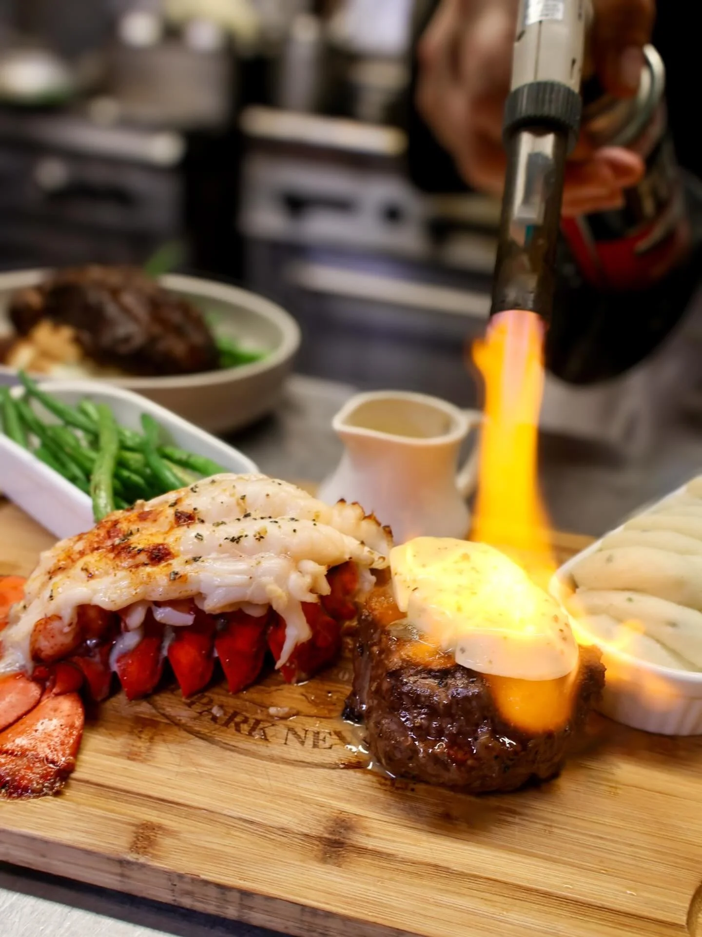 BTS 👀

from flame-finished filets to lobster-topped steaks and all the sides in between &mdash; this is what goes down behind the scenes at End Cut Steakhouse 🔥🥩🦞

Chef Jordan adding the final touches before your plate hits the table