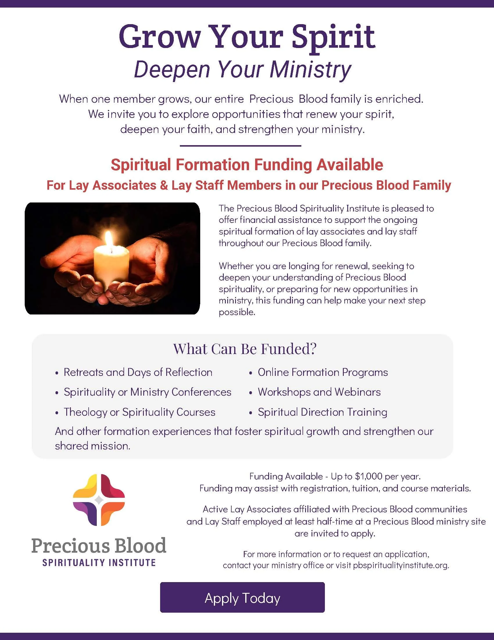 Funding for spiritual formation available through PBSI