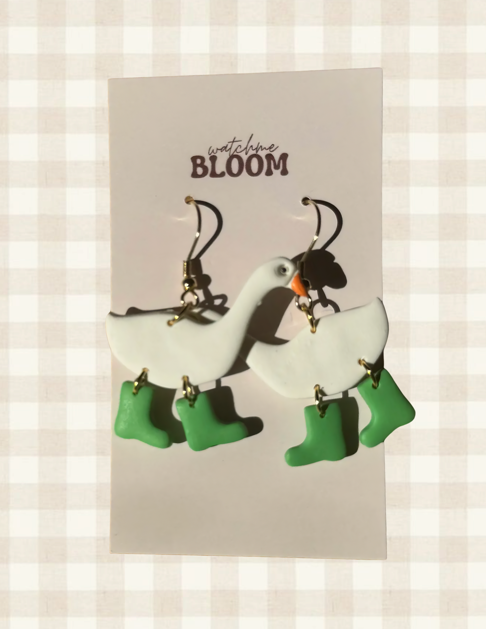 Ducks with Green Boots Polymer Clay Earrings