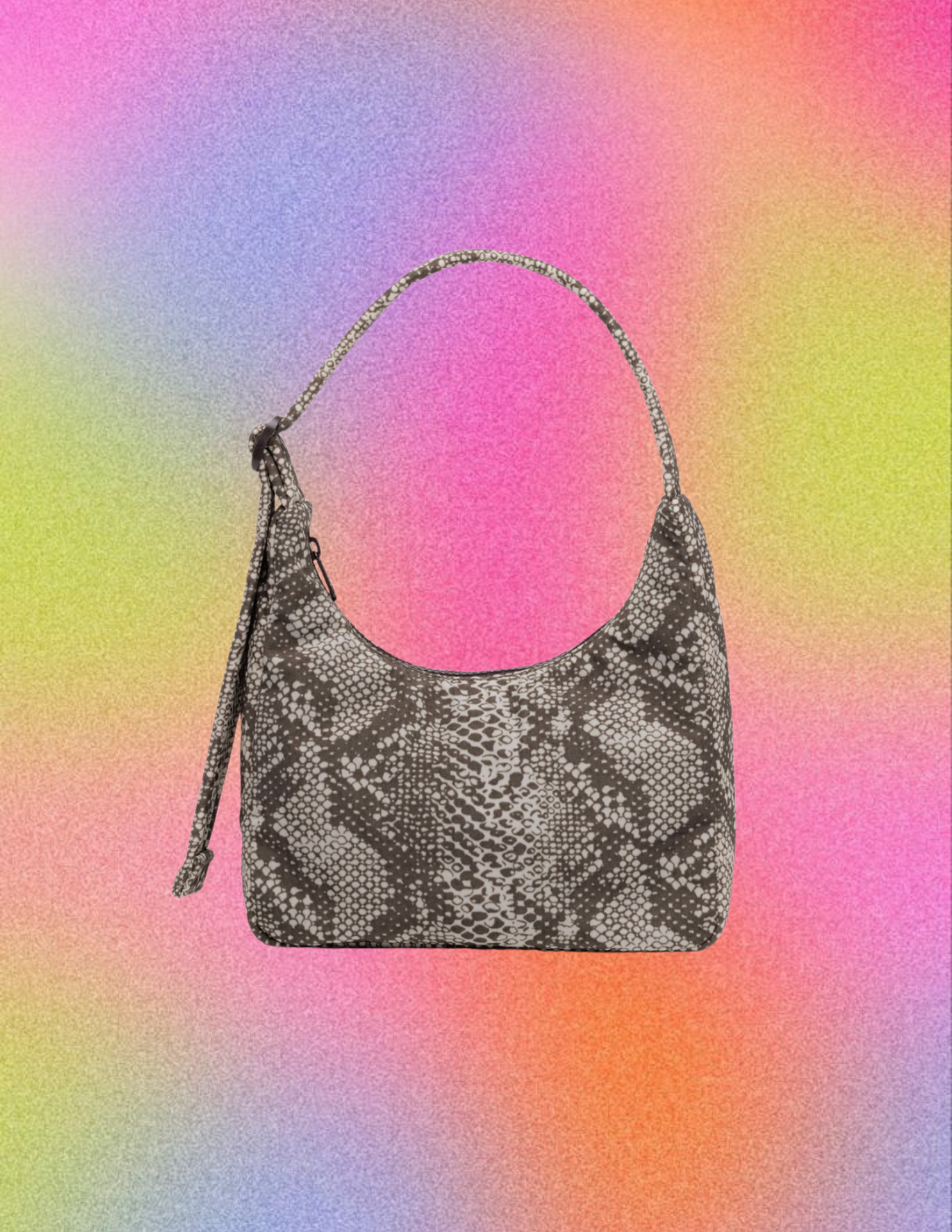 BAGGU Mini Snakeskin Nylon Shoulder Bag