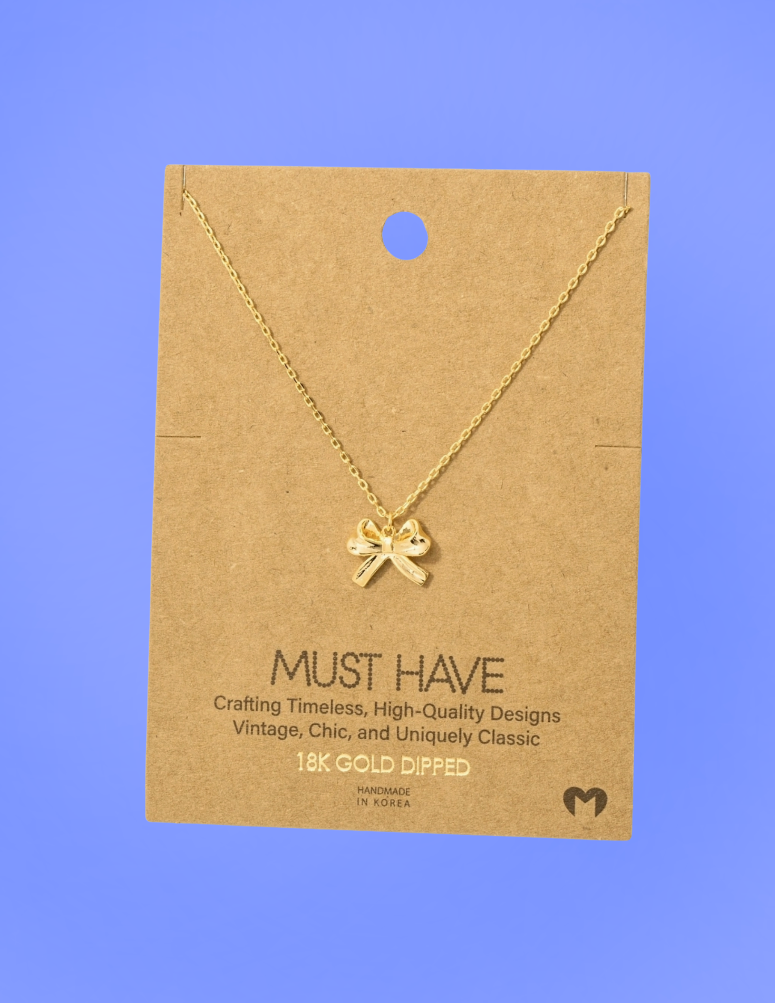 Gold Bow Pendant Necklace