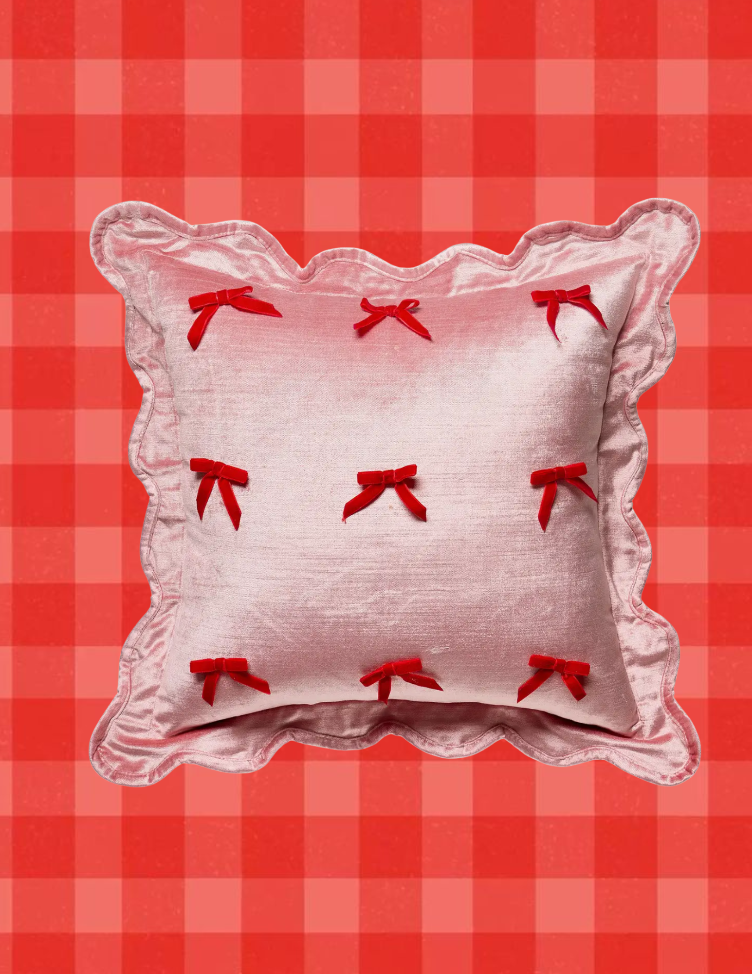 Velvet Scallop Ribbon Pillow