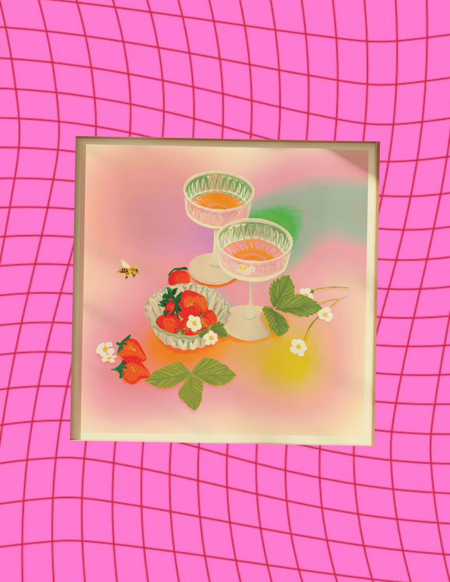 Strawberry Rainbow Cocktail Art Print