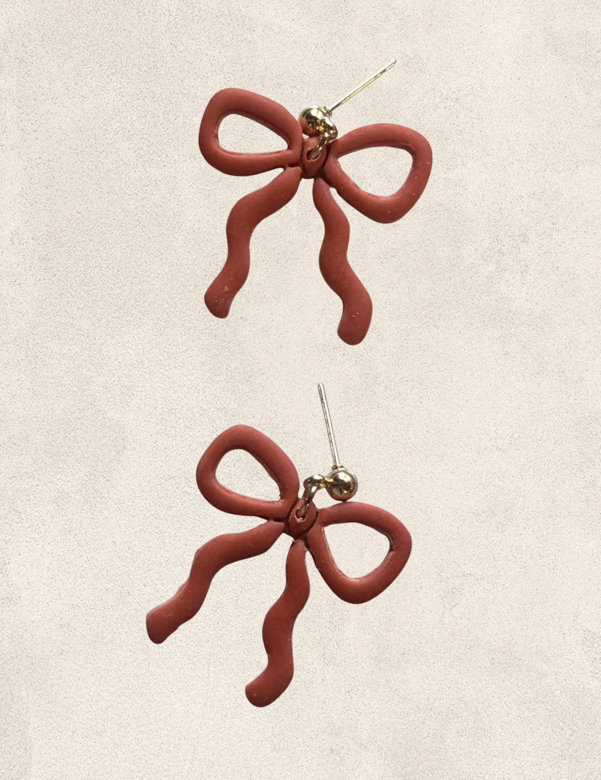 Burnt Orange Bow Dangles | Polymer Clay Earrings