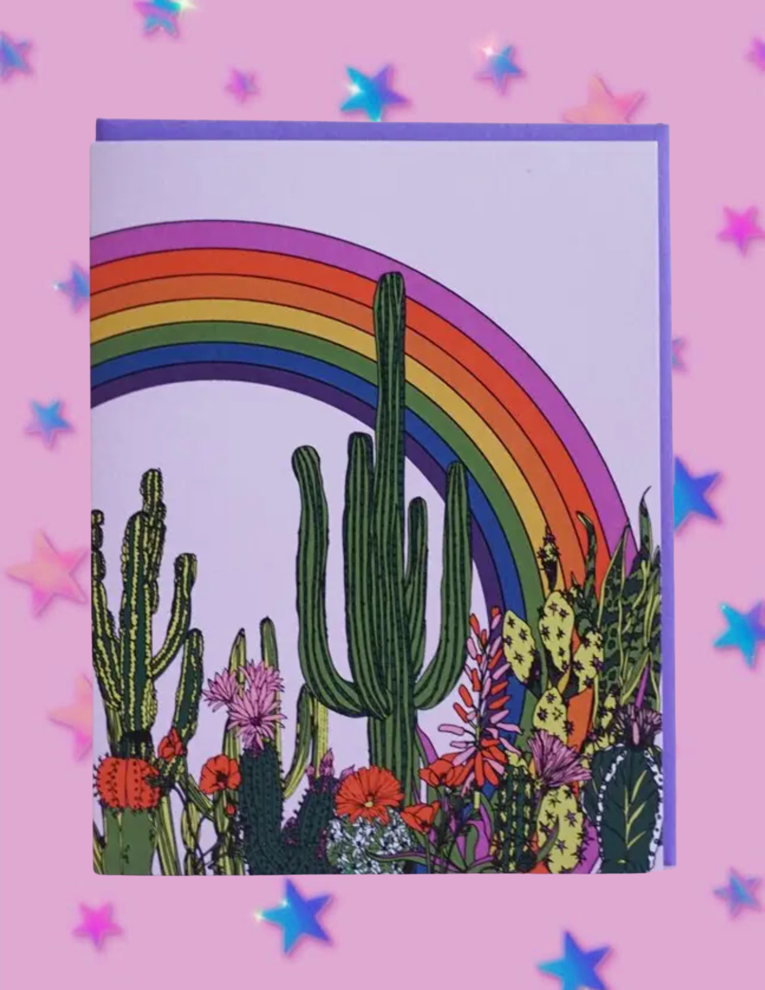 Rainbow Cactus Greeting Card