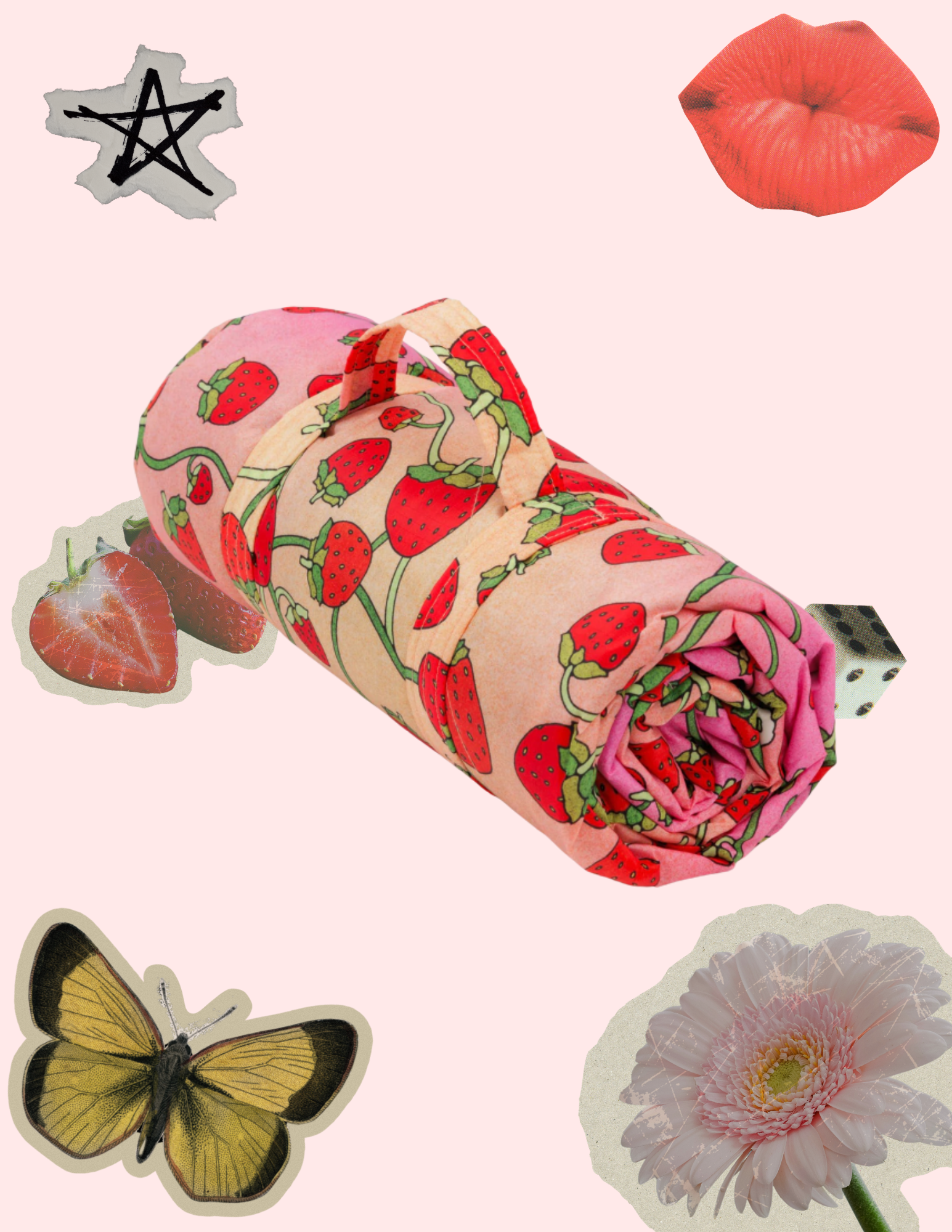 BAGGU Puffy Picnic Blanket - Strawberry Blossom