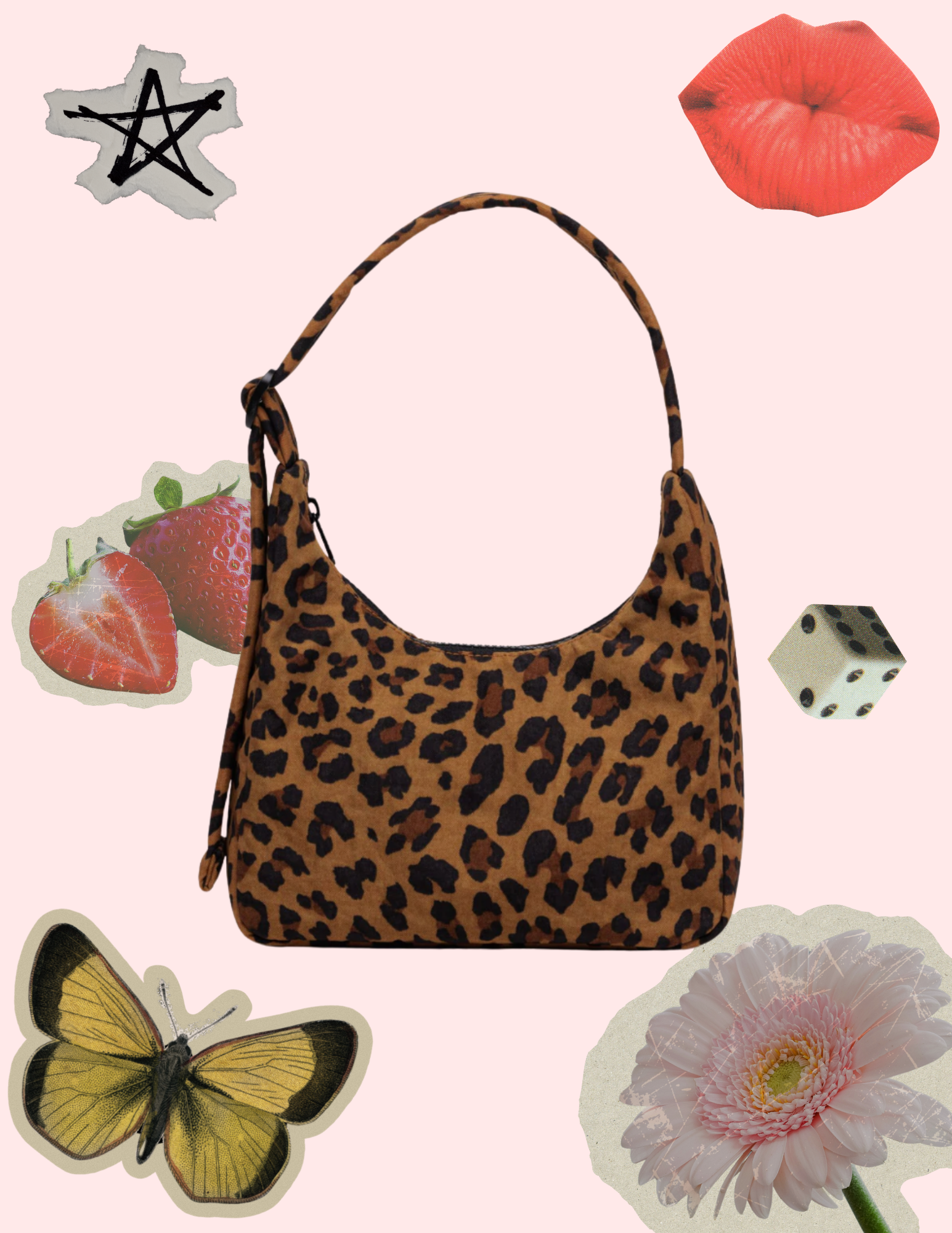 BAGGU Mini Nylon Shoulder Bag - Leopard