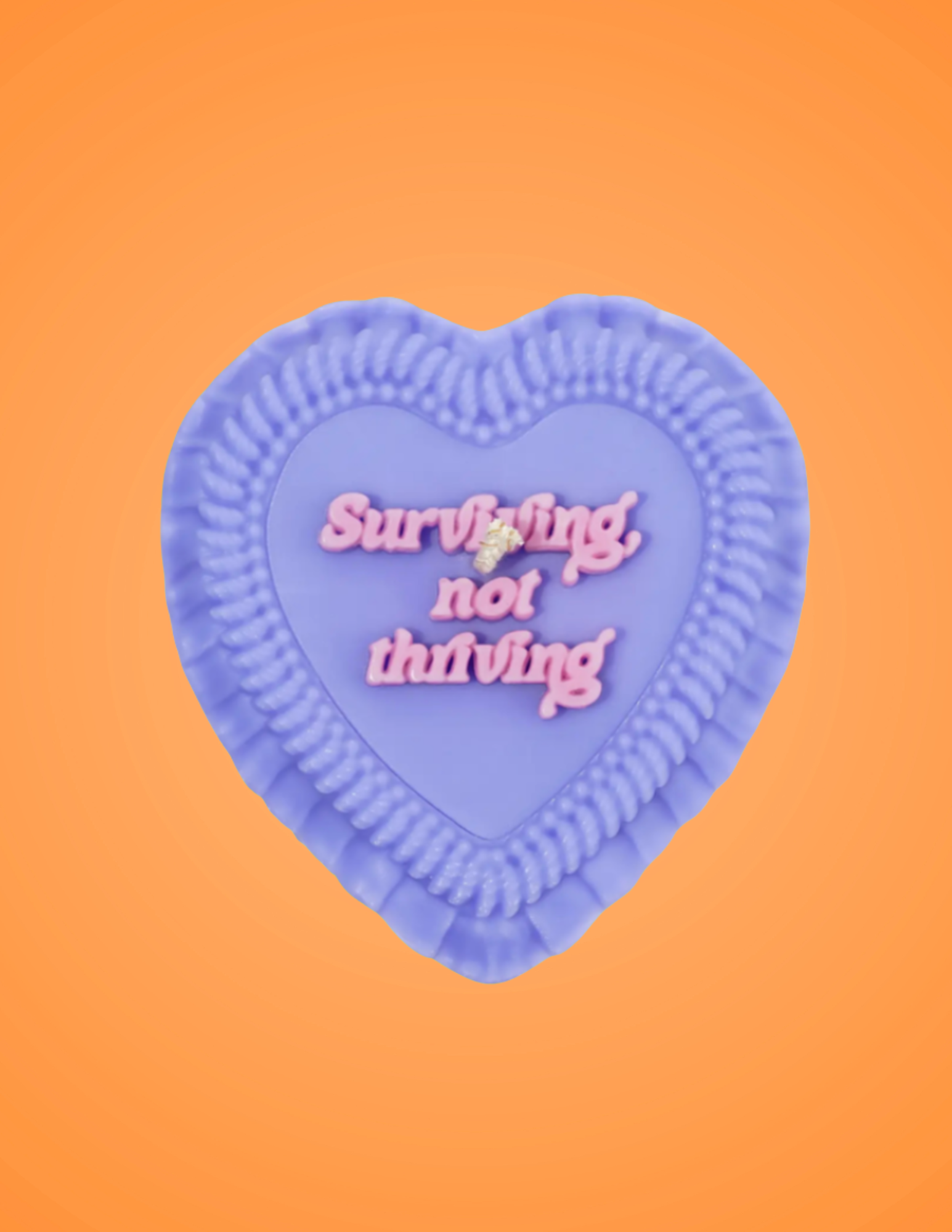 Surviving Not Thriving Heart Shaped Cake Candle