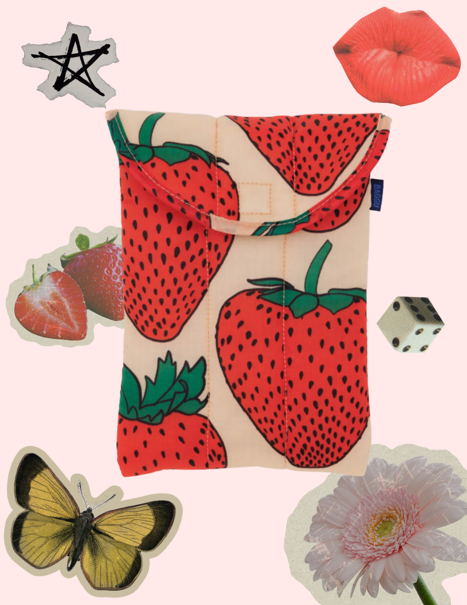 BAGGU Puffy Tablet Sleeve - Strawberry