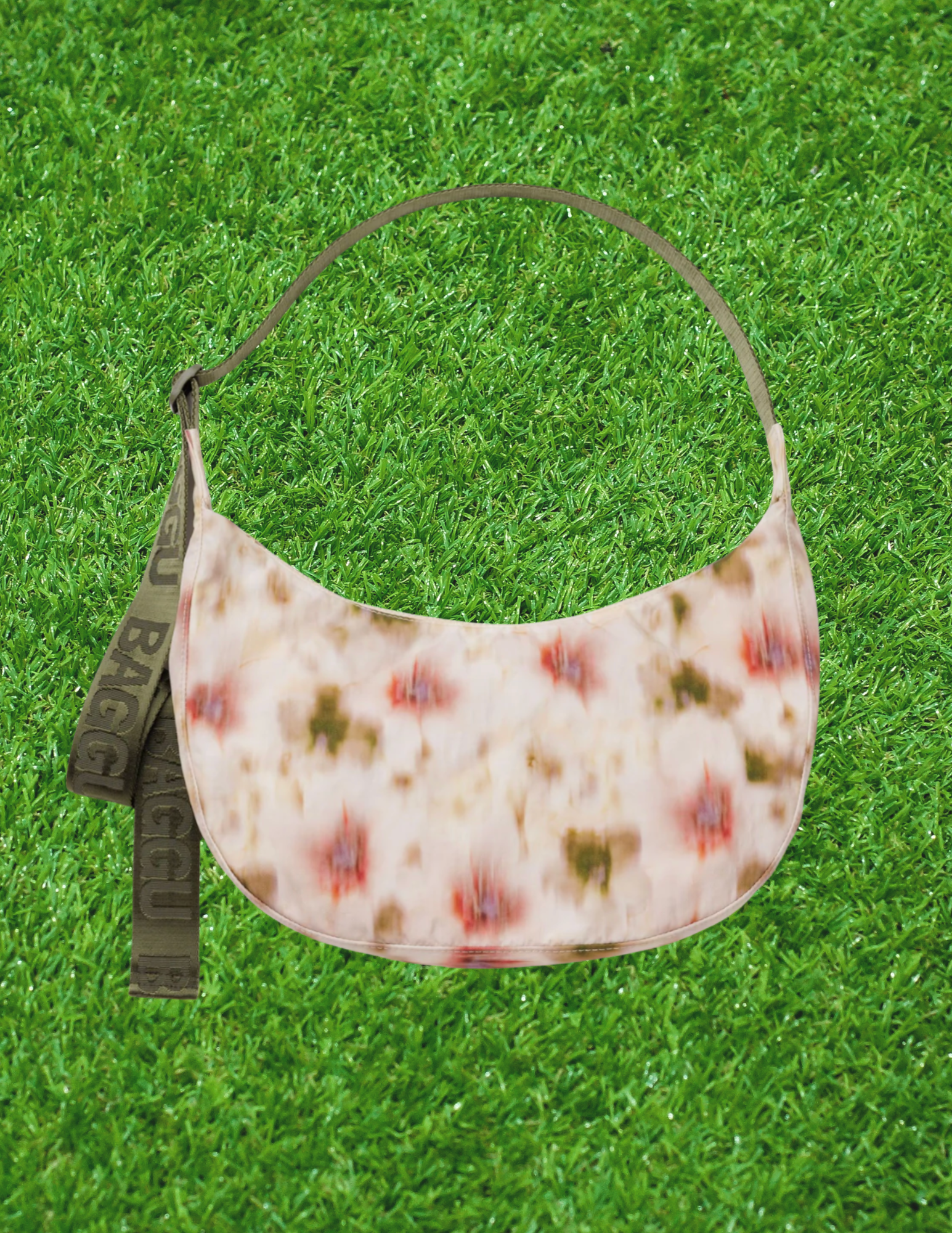 BAGGU Medium Abstract Floral Nylon Crescent Bag