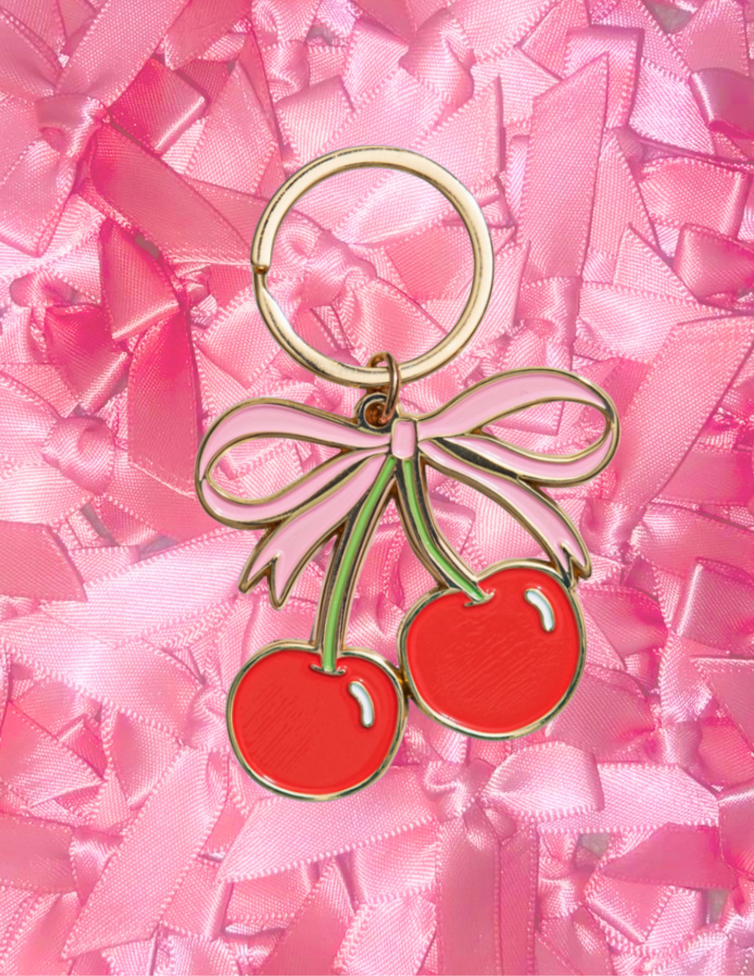 Cherries Enamel Keychain