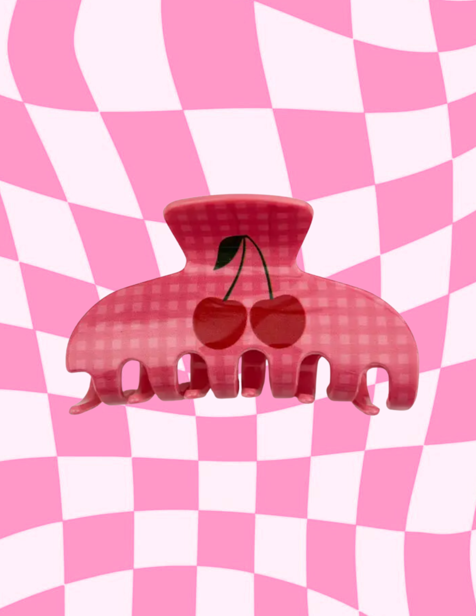 Cherry Checkered Claw Clip