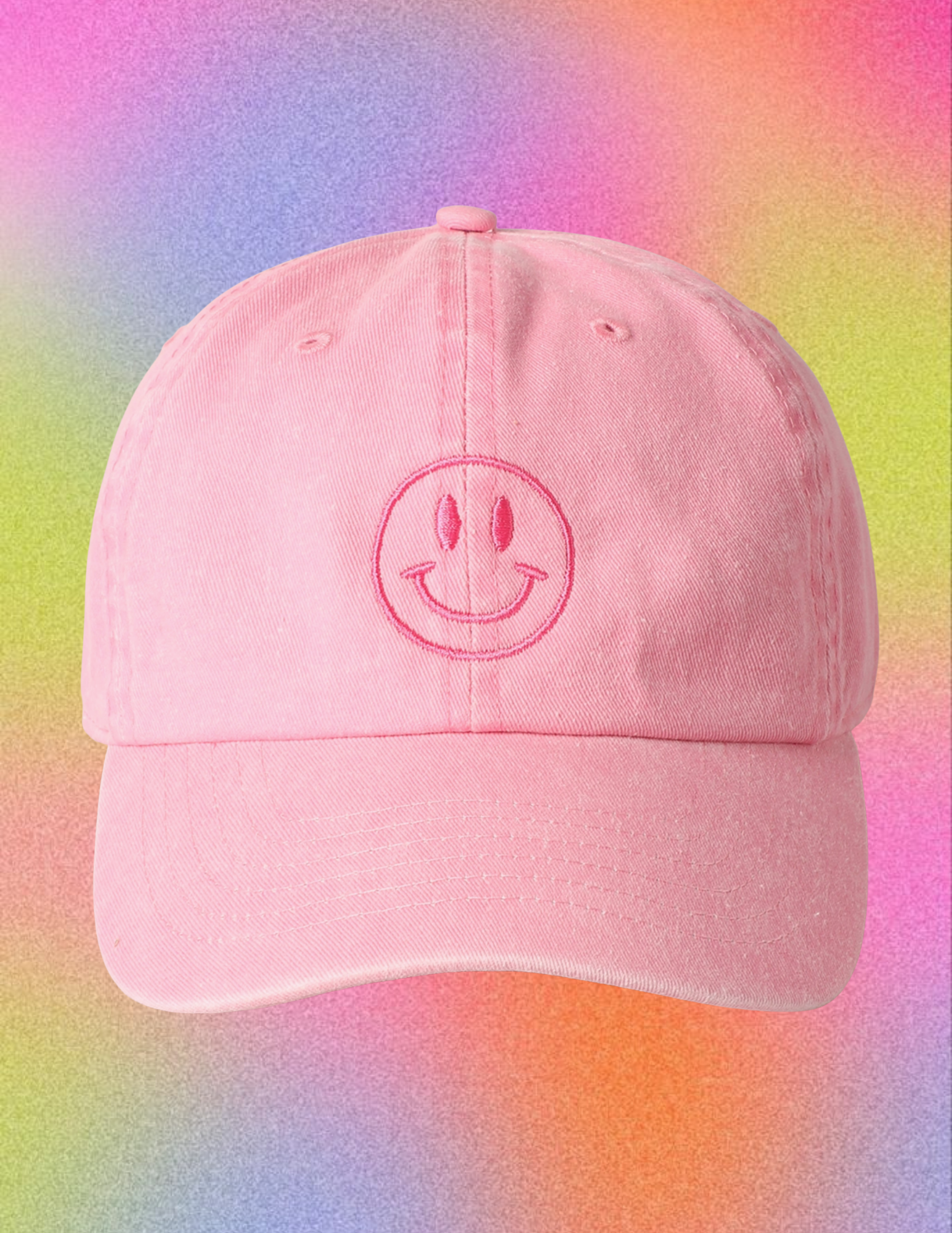 Smiley Face Embroidered Baseball Cap