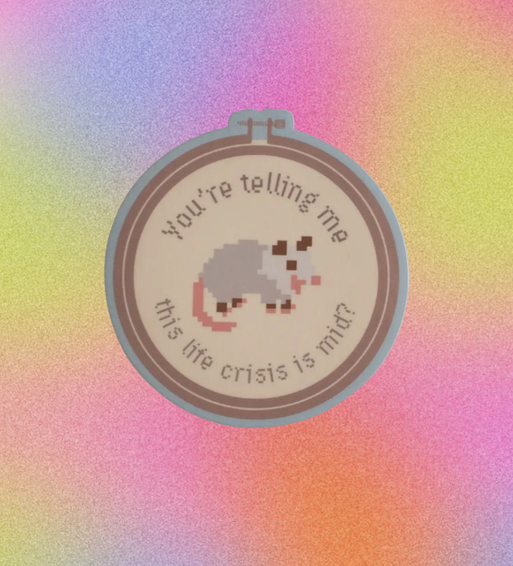 Midlife Crisis Possum Sticker