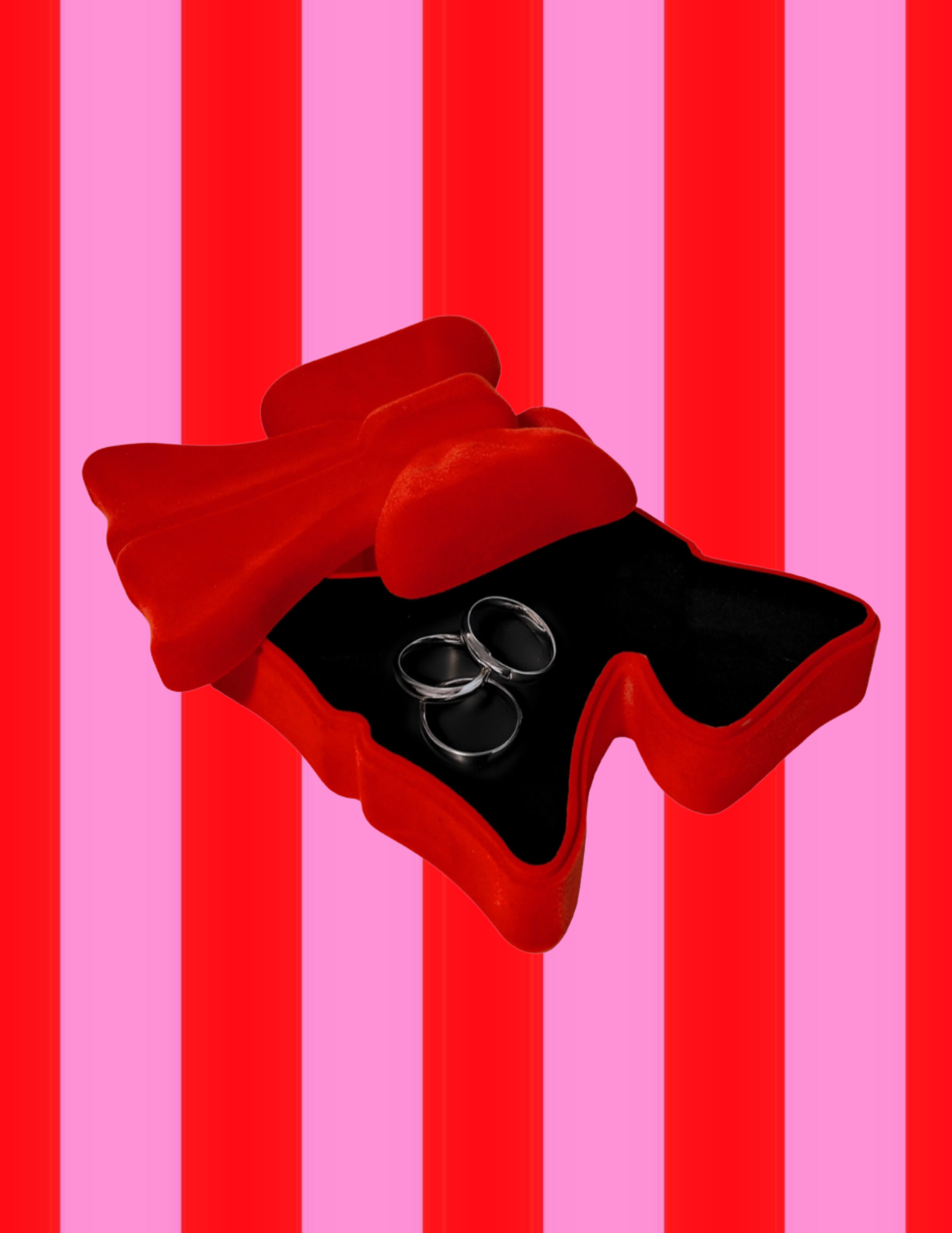 Red Bow Velvet Storage Box