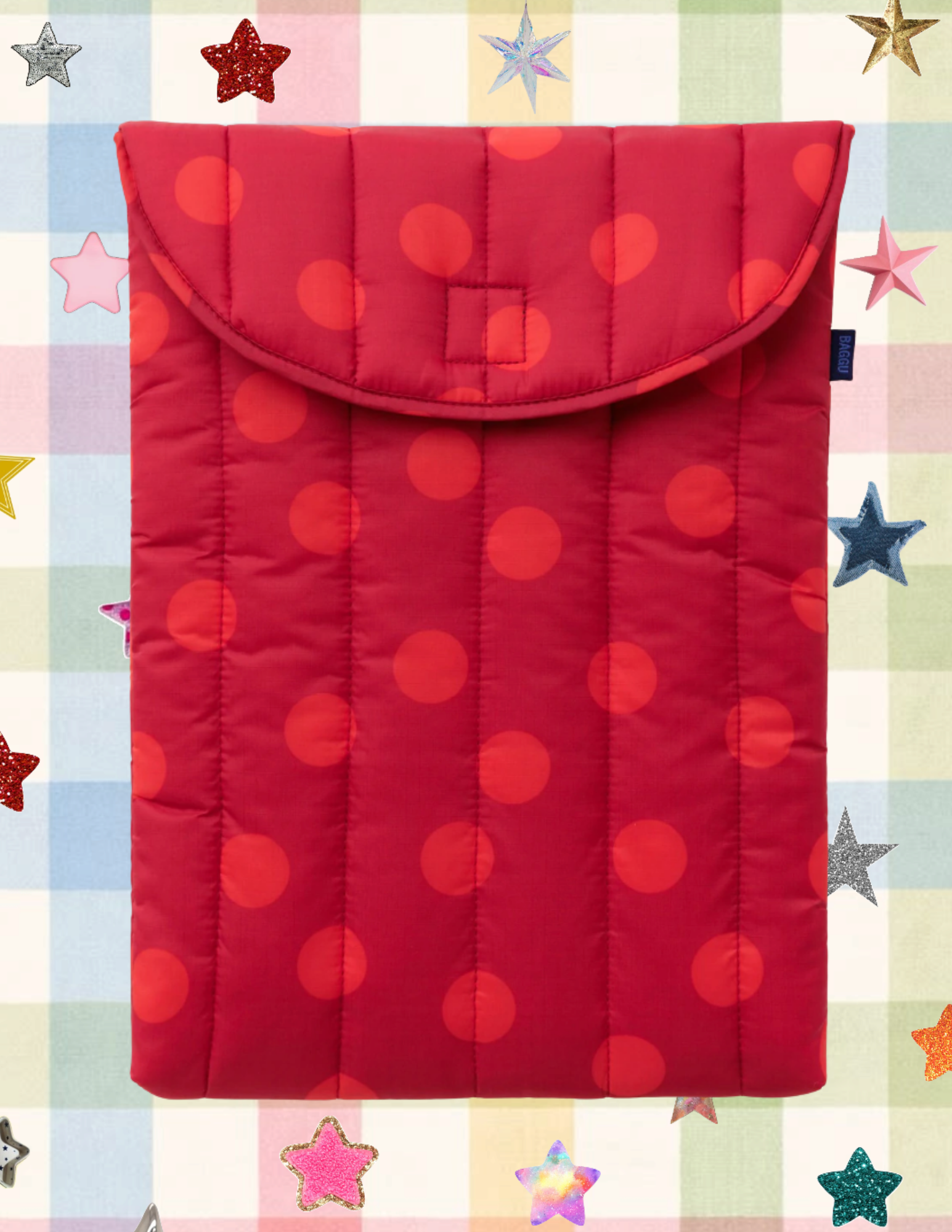 BAGGU Puffy Laptop Sleeve 16" | Red Polka Dot