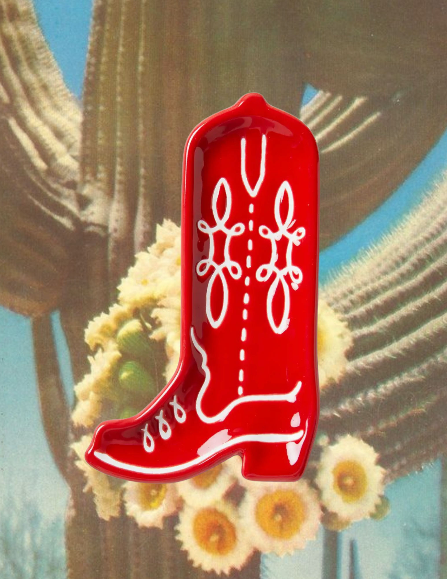 Red Cowboy Boot Trinket Tray