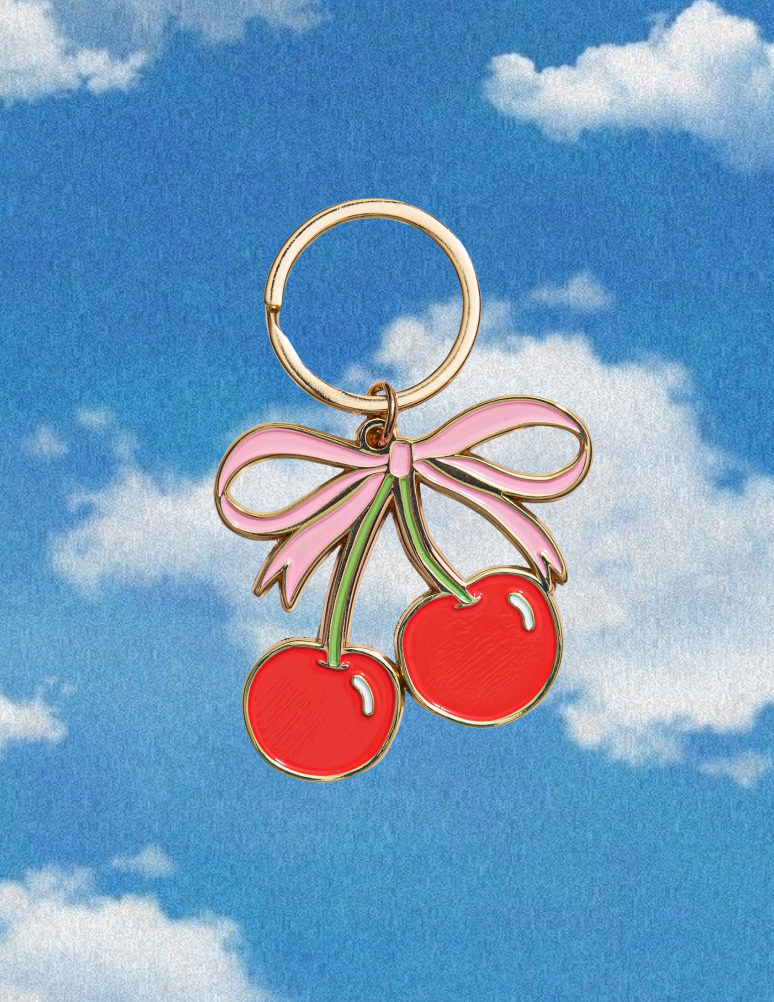 Cherries Enamel Keychain