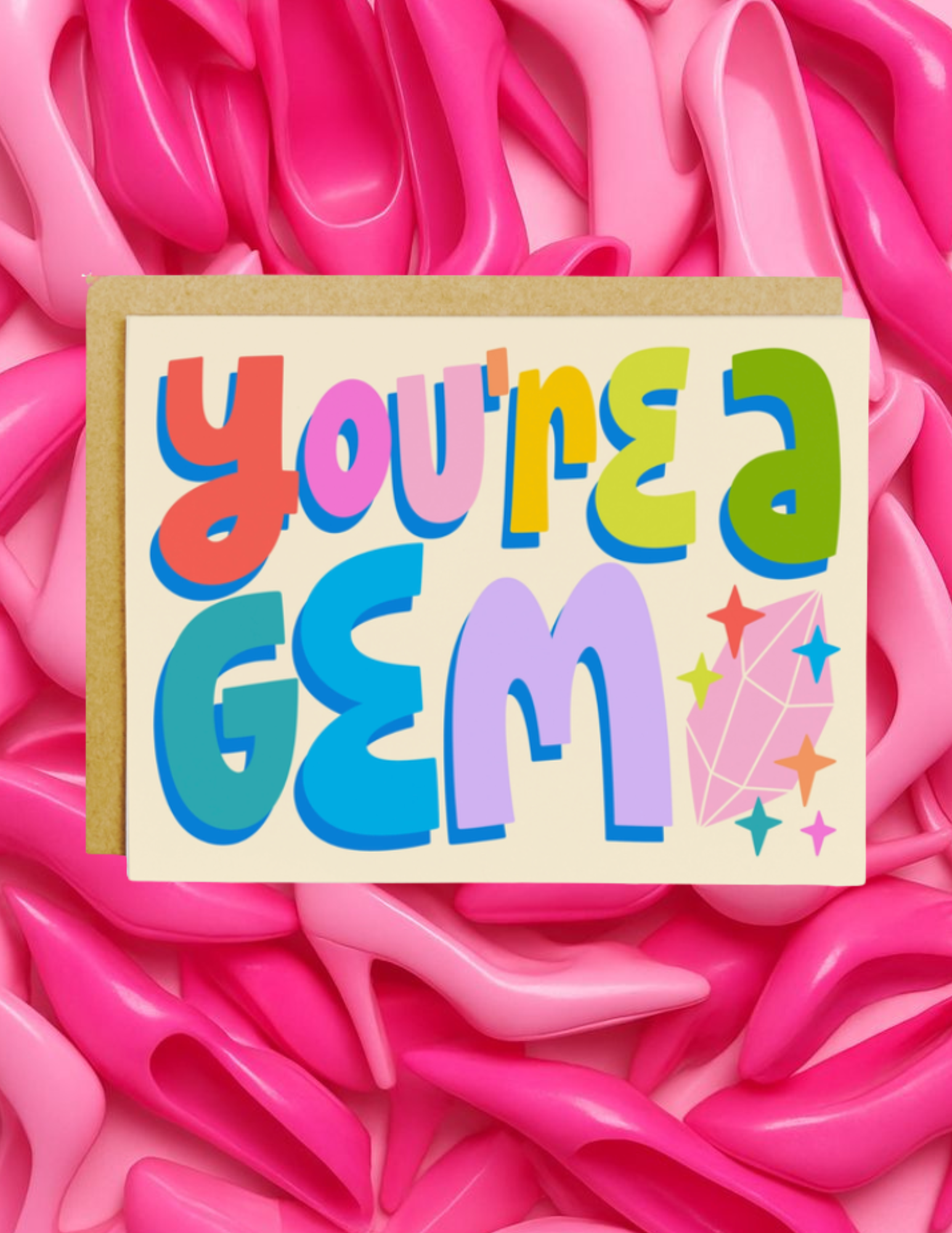 You're A Gem Rainbow Lettered Greeting Card