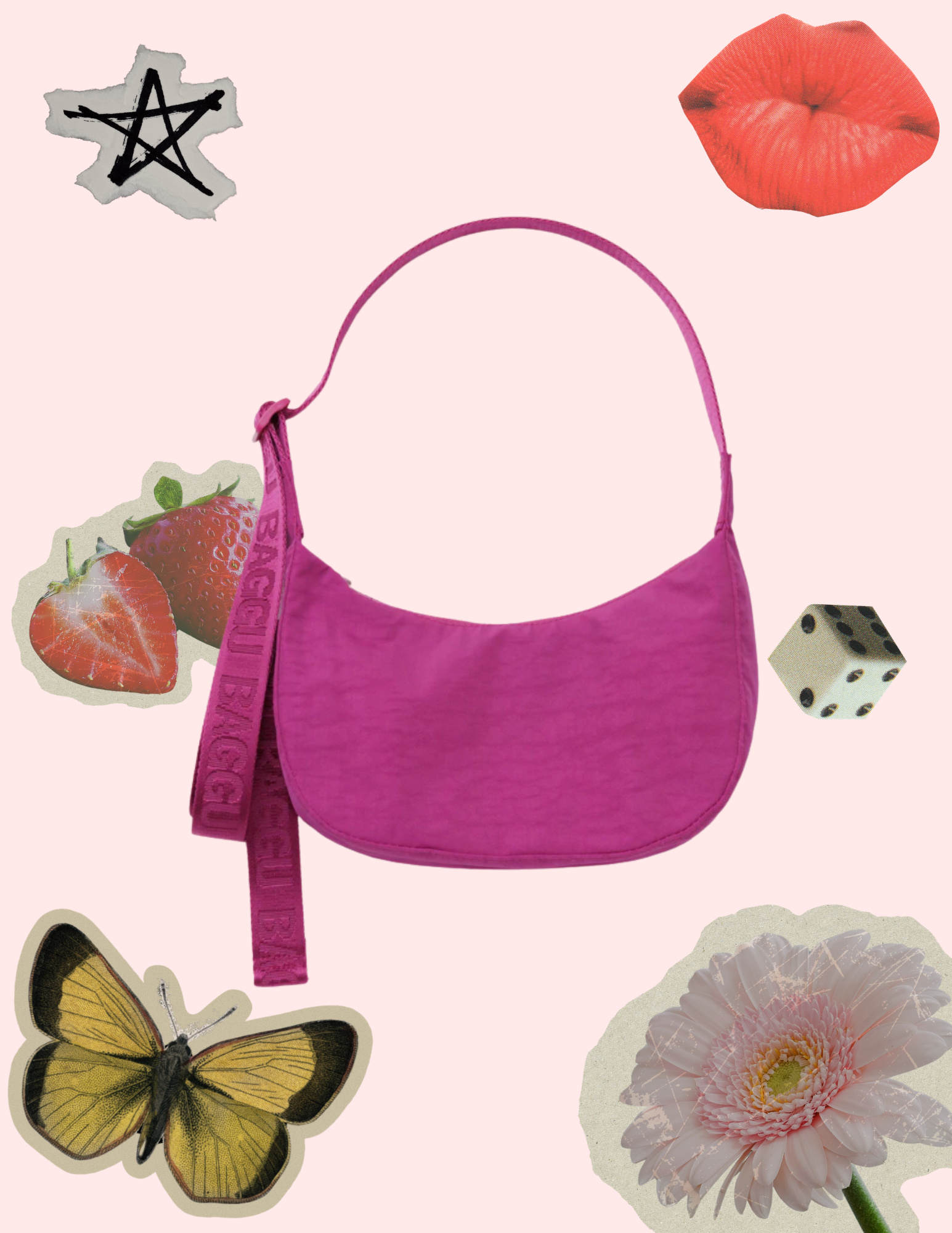 BAGGU Small Crescent Bag - Deep Fuchsia