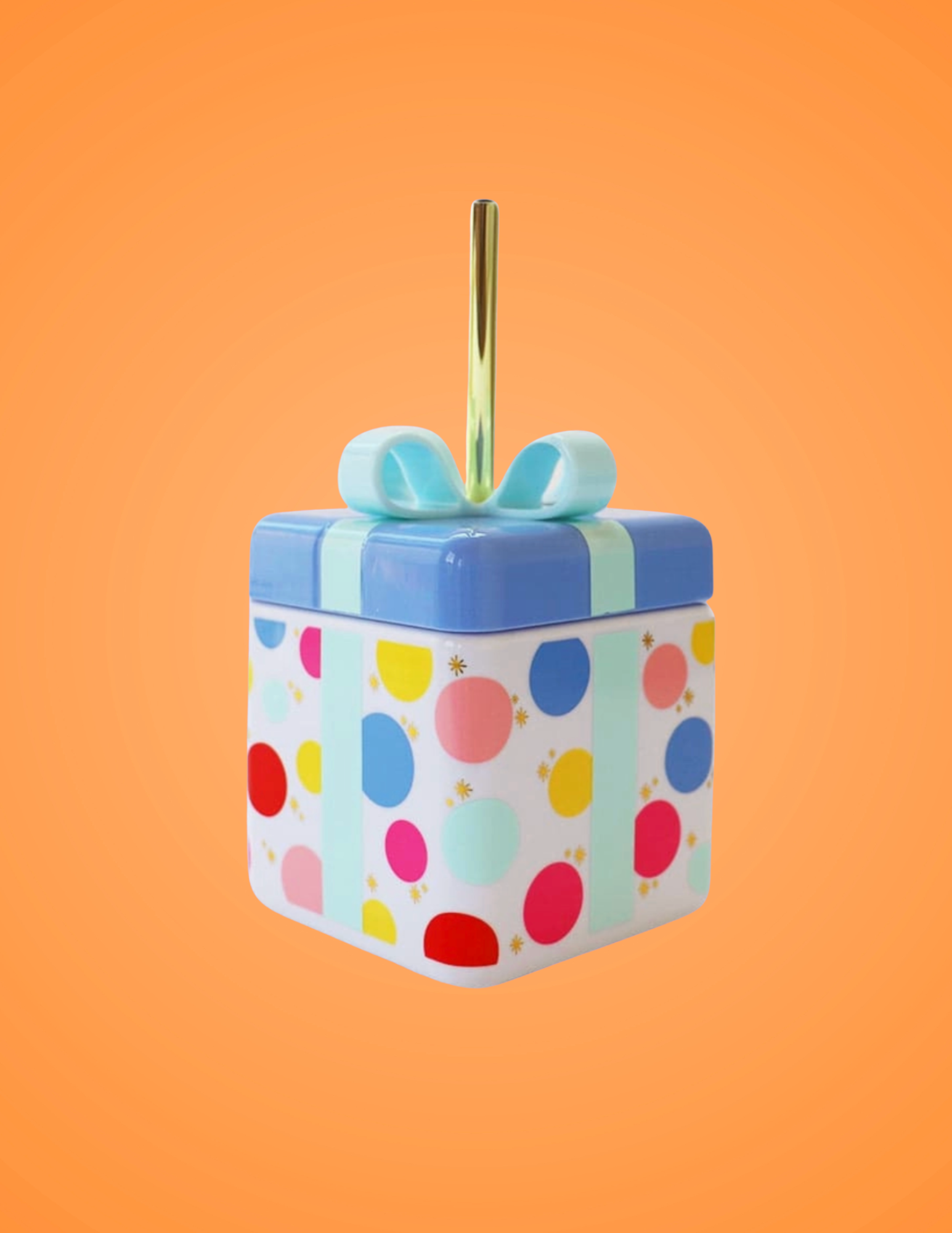 Birthday Gift Shaped Sipper with Straw