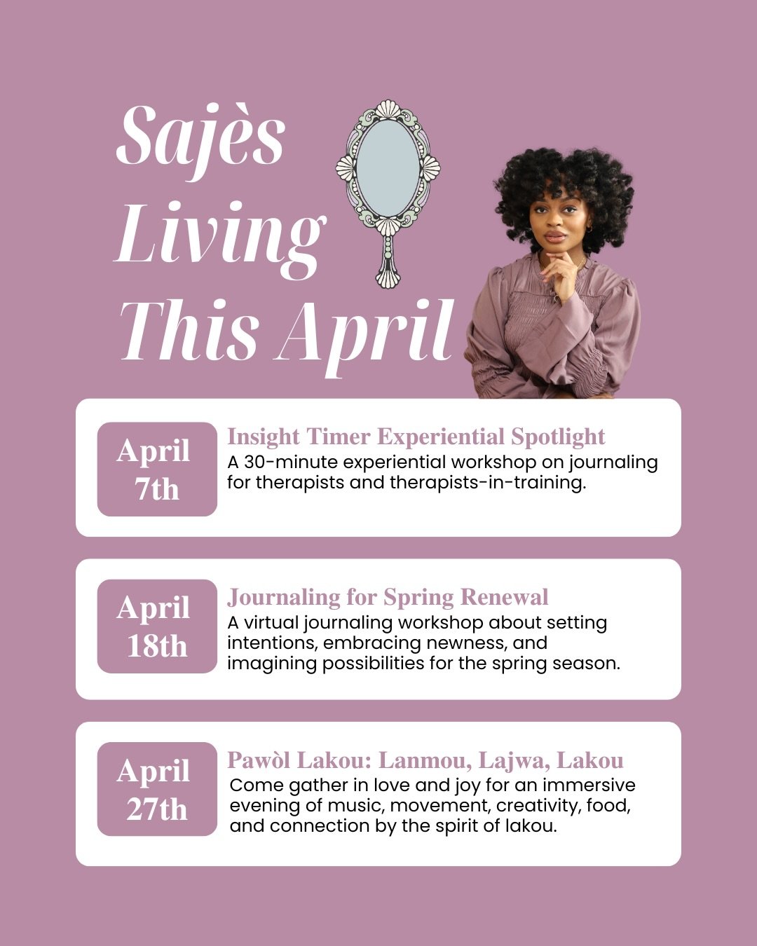 Saj&egrave;s Living is slowly reemerging and integrating back into offering community gatherings. It feels so so so good in many ways to facilitate and be a part of these upcoming events we have this month. Tap into these virtual and in-person offeri