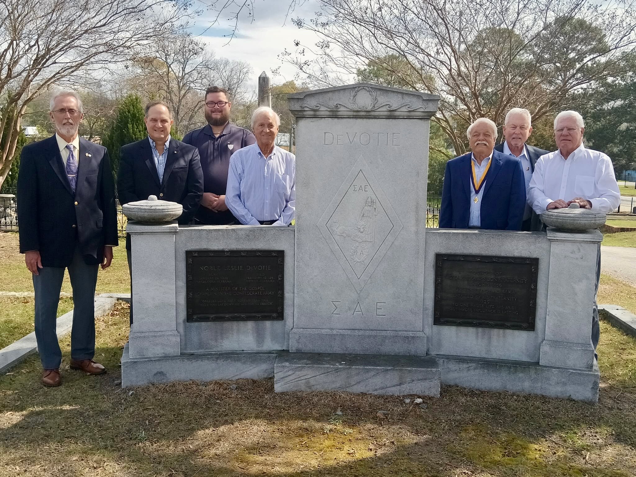 On March 9, Sigma Alpha Epsilon (SAE) alumni gathered at Noble Leslie DeVotie&rsquo;s gravesite at Linwood to celebrate Founder&rsquo;s Day, marking the 170th anniversary of the fraternity&rsquo;s founding.

DeVotie was the principal founder of SAE, 