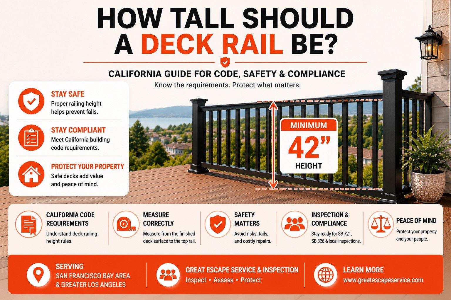 How Tall Should a Deck Rail Be? California Deck Railing Height Guide
