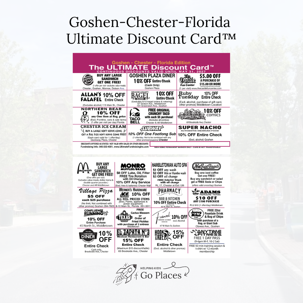 Goshen | Chester | Florida,  New York | 2026 Ultimate Discount Card™ | PHYSICAL