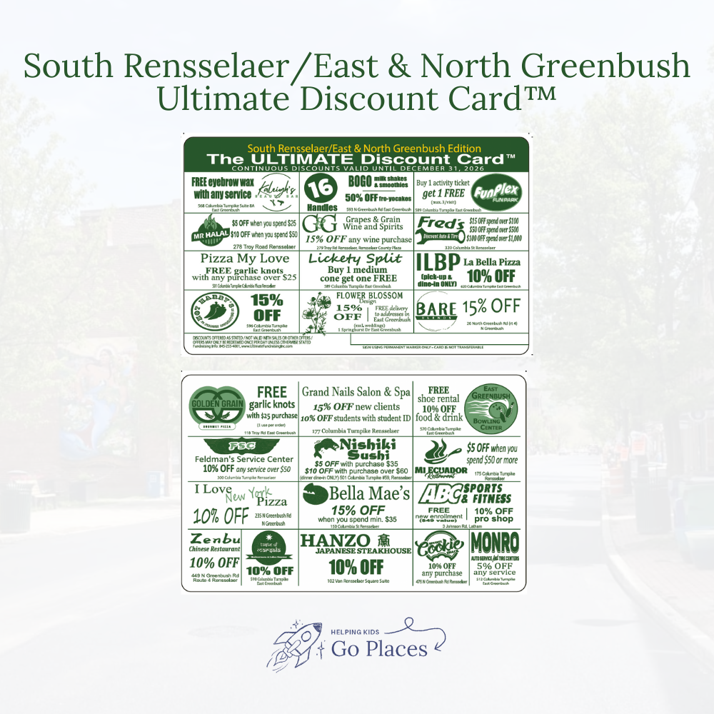 South Rensselaer / North / East Greenbush, NY | 2026 Ultimate Discount Card™ | DIGITAL + $5 Activation Fee