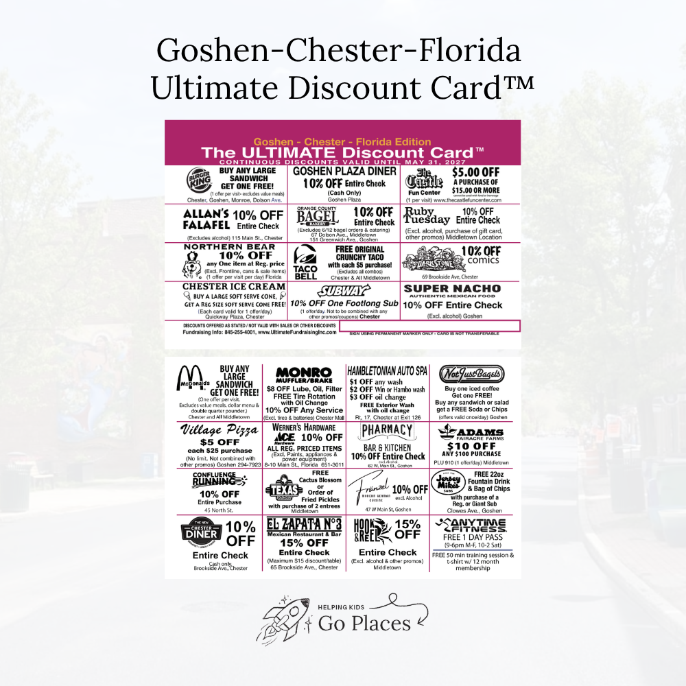 Goshen | Chester | Florida, New York | 2026 Ultimate Discount Card™ | DIGITAL + $5 Activation Fee