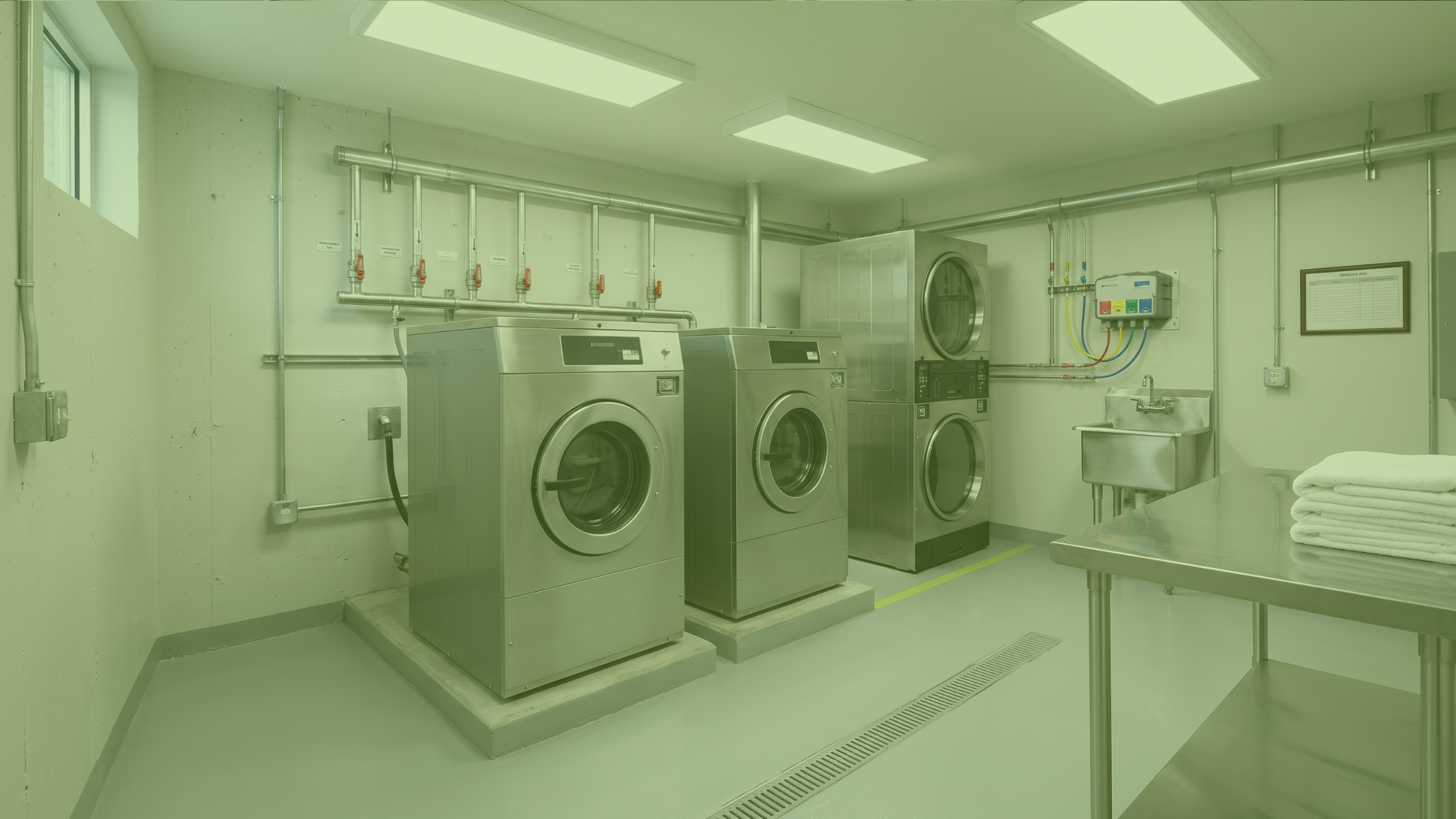 On-premise laundry equipment installed in a Denver hotel, in-house laundry vs outsourcing payback