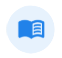 Blue icon of an open book.