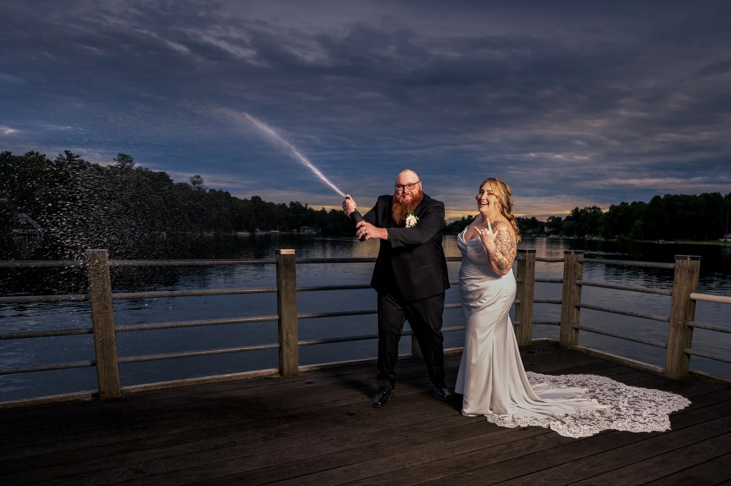 A champagne toast with our newlyweds! Celebrating a beautiful lakeside Massachusetts wedding coordinated by Small Town Moments.

Photo by William Russell Photography www.williamrussellphotography.com