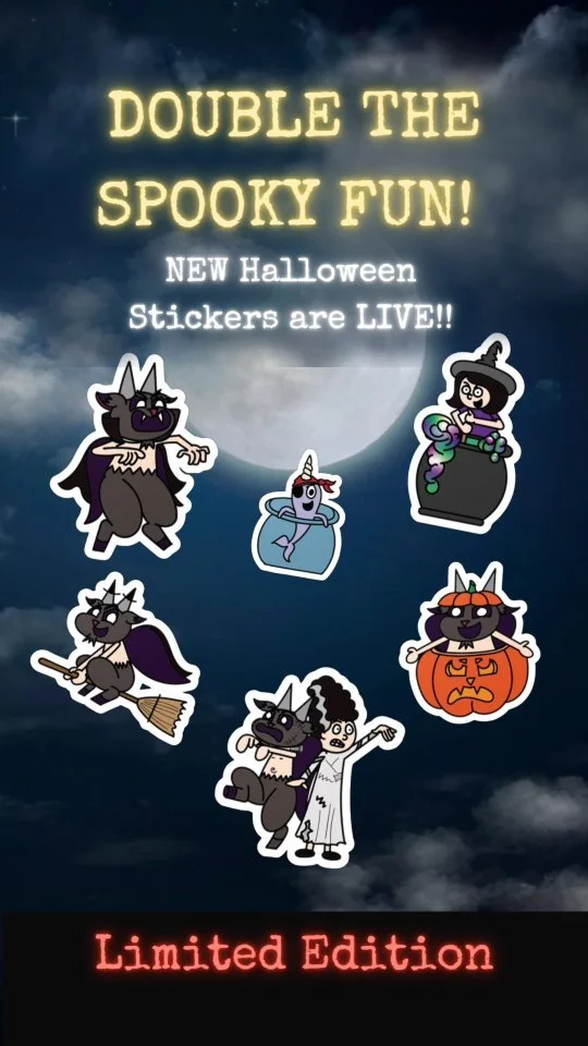 My limited Halloween sticker collection is HERE! Get Baphomet, April, and Spike in their festive best.
PLUS: They make the perfect companion to my first comic book! Read the adventures, then rep the crew.
Grab both at the link in my bio!
#ughmente