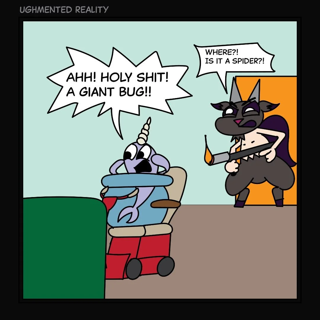 From a moth lover, to a moth EATER?! 😫
Is it bad if you eat the good omen? 😬

My second comic book is ALMOST DONE!!
If you haven't checked it out yet, get your hands on a copy of my first comic book
Ughmented Reality: The Splittening!

Available no